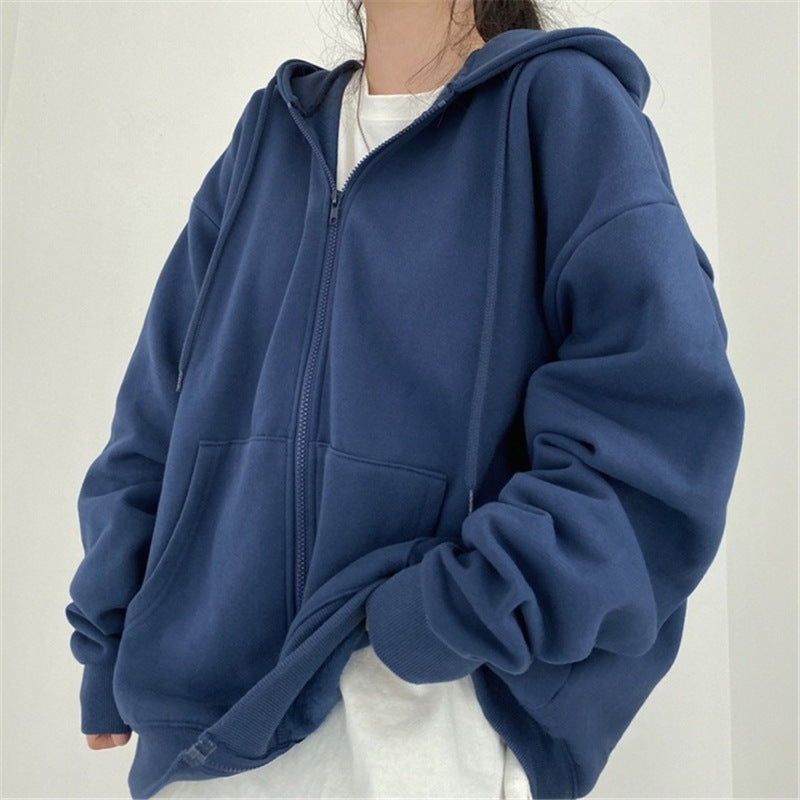 EWOOWE | Loose Mid-Length Plus Fleece Hoodie