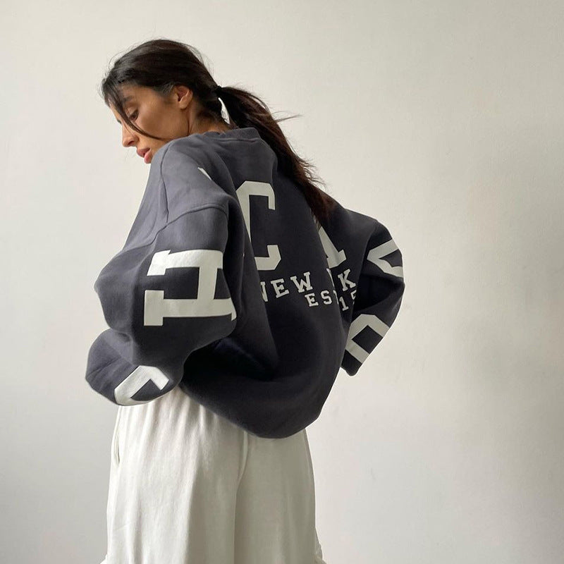 EWOOWE | Round Neck Loose Letters Floral