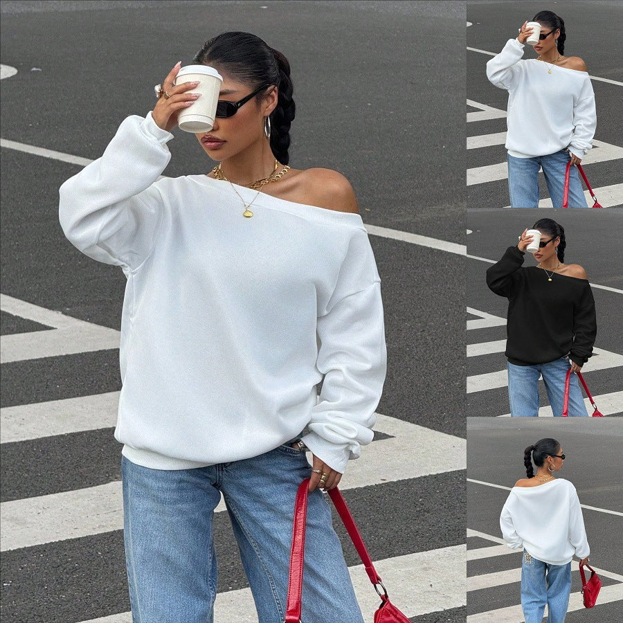 EWOOWE | Solid-color Loose-fit Off-shoulder
