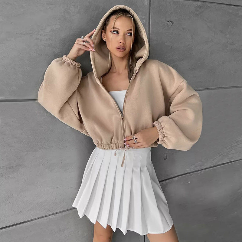EWOOWE | Cropped Fitted Hoodie Hood And Long Sleeves