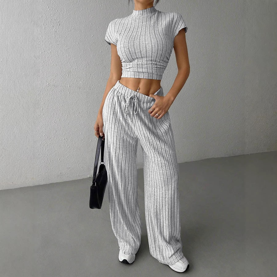 EWOOWE | Slim Fit Short Knit Top And Pants